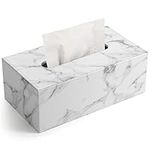 GORESE Rectangular Tissue Box Holder Tissue Box Cover PU Leather Facial Tissue Dispenser for Home Bathroom, Living Room, Bedroom, Dinning Room, Office, Car Automotive Decoration(Marble)