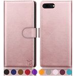 SUANPOT for iPhone 7 Plus/8 Plus 5.5 Inch case with [Credit Card Holder][RFID Blocking],PU Leather Flip Book Protective Cover Women Men for apple 7 Plus/8 Plus Phone case Rose Gold