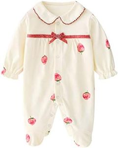 Christmas Sleeper for Baby 100% Orangic Cotton Tops Long Sleeve Warm Snowsuit for 0-3 Month Baby Strawberry