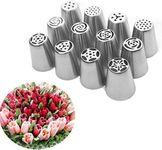 Prisma Collections 12 Pcs Stainless Steel Reusable Decorating Nozzle Set | Russian Ruffle Skirt Icing Piping Tips Nozzles Pastry Cake Decorating Tool