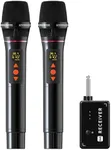 Wireless Microphones, Professional UHF Dual Wireless Microphone with 3ms Transmission Rate, Studio Grade Sound Pick Up Mic Head, Volue Control,Adjust frequency,Microphone for Singing, Performance