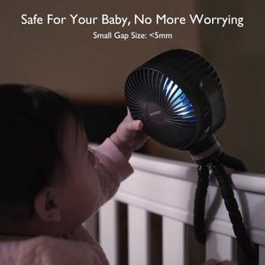 Momcozy Portable Stroller Fan – Black, Rechargeable