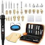 Wood Burning Pyrography Pen, 45 in 1 Soldering Iron Kit, Professional Wood Engraving Craft Tool with Pyrography Basics, LCD Display, 80W Adjustable Temperature, 29PCS Replaceable Tips for Carving