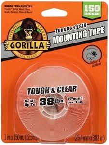 Gorilla Tough & Clear Double Sided Adhesive Mounting Tape, Extra Large, 25.4mm x 3.81m, Clear, (Pack of 1), GG104486