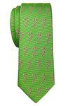 Retreez Green Christmas Woven Skinny Tie with Christmas Candy Canes Pattern