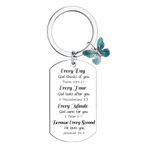 Christian Gifts for Women Religious Gifts Bible Verse Keyring Butterflies Christian Keyring Accessories Bule Butterfly Baptism Gifts Faith Gifts Birthday Gifts for Friends Pastor Catholic Gifts