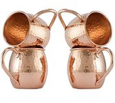 Zap Impex Pure Copper Moscow Mule Barrel Hammered Copper Mugs Non-Coated, Ideal for all Chilled Drink Bar or Home Best Gift Set of 4