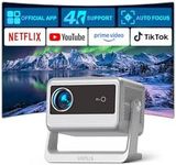 【Officially-Licensed APP & Auto Focus & Keystone】Mini Smart 4K Projector, VOPLLS 1000 ANSI Full HD 1080P WiFi 6 Bluetooth Portable Projector, Movie Projectors for Bedroom/Outdoor/Phone