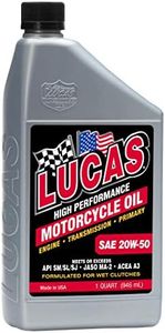 Lucas Oil 10700-PK6 High Performance 20W-50 Motorcycle Oil - 1 Quart Bottle (Pack of 6)