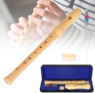 Recorder Instrument for Adults Kids Beginners, Baroque fingering C Key Soprano Wooden Recorder, Musical Instruments Flute Instrument, 2-piece Type Recorder With Hard Case, Cleaning Brush, Cork Paste