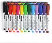 cloudriver Magnetic Dry Erase Markers, 24 Pack Whiteboard Markers - 12 Fine Tip And 12 Chisel Tip, 12 Colors Low Odor Dry Erase Marker With Eraser Cap