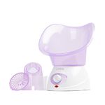 LIVIVO Facial Face Spa Steamer Inhaler with Aromatherapy Diffuser and Dual Nose-Cones Kit Set - Ideal to Use on Open Pores for Removal of Dirt Acne Pimples etc (Purple)