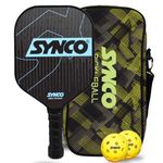 Synco Pickleball Paddle Set | 1 Pickleball Rackets and 2 Pickleballs with Carry Bag | Fiberglass Lightweight Racket with Cushion Comfort Grip (16mm, Carbonium Blue)