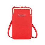 SYGA Women Phone Bag Ladies Wallet PU Leather Cell Phone Purse Mini Shoulder Bag with Strap Card Slots (Red, Forever Lovely)