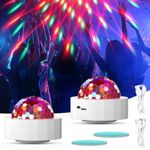 Disco Lights for Parties, 2Pcs Multi Color Mini Disco Ball Light Portable Disco Lights Sound Activated DJ Lights, USB Rechargeable LED Disco Lights for Kids, Party, Bar, Car, Halloween, Christmas