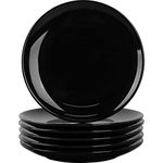 DELLING Dinner Plates Set of 6, 10 inch Ceramic Plates - Microwave, Oven, and Dishwasher Safe, Scratch Resistant - Modern Dinnerware Dish Set for Kitchen Serving - Black