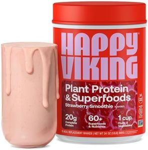 Happy Viking Strawberry Protein + Superfoods Powder, Created by Venus Williams, 20G Protein, Low Carb, Keto, Vegan, Gluten-Free, Non-GMO, Superfoods, Complete Meal Replacement, 1 Canister (24 oz.)