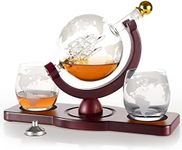 Gifts for Men Dad Husband from Daughter Son Wife, Anniversary Birthday Gift for Him, Globe Decanter Set with 2 Glasses, Bourbon Liquor Cool Stuff Presents for Grandpa