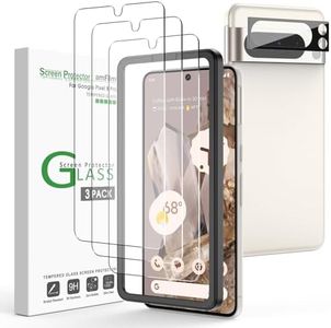 amFilm [3+1 Pack] for Google Pixel 8 Pro 6.7 inch 2023 Tempered Glass Screen Protector Guard with Camera Lens Protector, 0.26mm Thickness HD Clear, Anti-Scratch, Bubbles-Free, Case Friendly