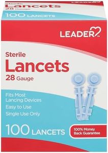 LEADER Sterile Lancets, Ultra Thin 28 Gauge, Single Use, Universal Designed for Diabetic Blood Glucose Testing, 100 Count Per Box Lancets, 1-Box