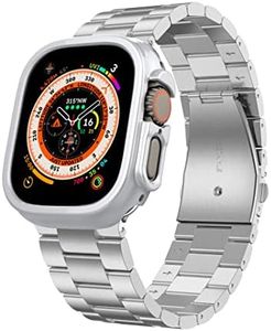 HATALKIN Case Bands Compatible for Apple Watch Ultra/Ultra 2Band 49mm with Case, Stainless Steel Apple Watch Ultra 49mm Band and Rugged PC Case for Women Men