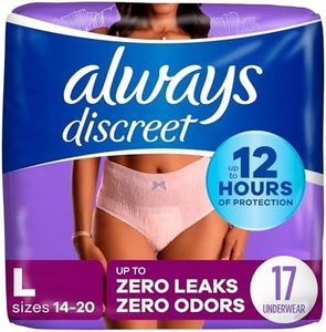 Always Discreet, Incontinence & Postpartum Underwear for Women, Maximum, Large, 17 Count