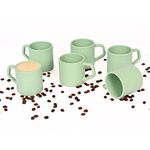 Eha Earth-Friendly Comfy Coffee Cup Set of 6 | 200 ml | Made with Rice Husk & Bamboo Fibers | Microwave Safe | for Hot & Cold Coffee Mug, Tea & Milk | Natural Matte Finish | Celeste