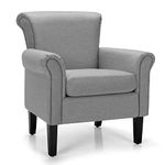 COSTWAY Modern Accent Chair, Upholstered Lounge Tub Armchair, Occasional Single Sofa Leisure Wingback Fireside Chair for Living Room, Bedroom and Office (Light Grey)