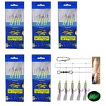 Luminous Fishing Rigs Bait Lures Glow Soft Fish Lure String Hook Saltwater/Freshwater Fishing Bait for Mackerel and Sea Fishing(Fish (#1,#2,#3,#4,#1/0))