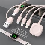 [MFi Certified] 4 in 2 iWatch & Phone Charger Cable - 10FT/3M 3 Charger iPhone Watch airpods Charger for iWatch Fast Charging Cord, Travel iPhone and iWatch Charger for Apple Watch/iPhone/AirPods