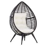 Outsunny Standing Rattan Chair with Trapezoidal Cushion, 352lbs Capacity Egg Chair, Outdoor/Indoor Wicker Lounge Chair for Backyard Garden Balcony Lawn Living Room, Coffee Brown