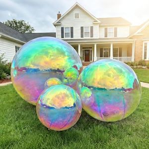 3 Pcs Iridescent Inflatable Mirror Ball, Big Shinny Mirror Balls Reusable Large PVC Disco Ball Balloon for Large Event Decoration, Party, Concerts, Stage, Wedding Decor, Without Air Pump