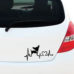 Chihuahua Heartbeat Sticker, Vinyl Decal Sticker, Window Bumper Pet Dog Puppy Love, Caravan Sticker, Laptop Sticker, 200mm