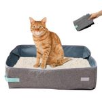 Qpets® Foldable Cat Litter Box, Waterproof Liner Cat Litter Box Indoor Outdoor Cat Litter Tray, Portable Reuseable Cat Litter Boxes for All Adult Cats & Kittens - 48*38*12CM