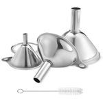 Lakatay Stainless Steel Funnels, 3pcs Mini Filling Kitchen Funnel, Sizes Large To Small Funnels for Transferring Essential Oils, Liquid, Fluid, Dry Ingredients & Powder, Durable and Dishwash