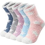 YANGTE 5Pair Fluffy Socks for Women and Girls Warm Soft Fuzzy Thick Cozy Home Slipper Bed Ladies Socks for Winter