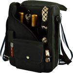 Picnic at Ascot 535-L Bordeaux Cheese Cooler Bag Equipped for 2-Deluxe Model with Actual Wine Glasses, Napkins, Cutting Board, Corkscrew, etc-London, Polyester, Black/Plaid