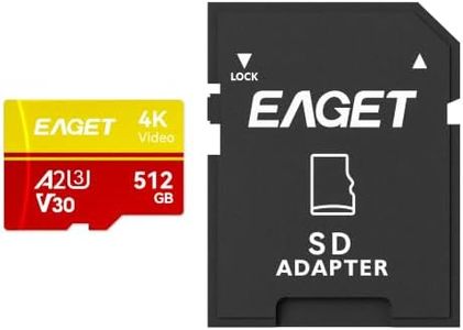 EAGET Micro SD Memory Card with Adapter, A2 U3 V30 TF Card | Up to 160MB/s Read High Performance 4K for Action Cam, Drone, Game Console and Dash Cam,1-Pack 512GB