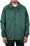 Shaka Wear Men’s Coach Jacket – Classic Windbreaker Nylon Water Resistance Relaxed Fit Snaps Blank Coat - green - XXL