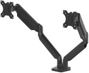 Fellowes Platinum Series Adjustable Dual Monitor Arm, Black, Gas Spring, VESA bracket, Clamp or Grommet Mount, Holds two monitors 32" / 17.6 lbs each