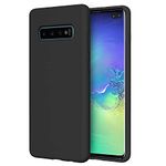 Meifei Galaxy S10 Plus Case,Liquid Silicone Dual Layer Hybrid Hard PC& Soft Silicone, Gel Rubber Bumper Slim Fit Shockproof Protective Phone Case, Phone Cover for Samsung Galaxy S10 Plus - Black