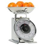 Tada 11lb Precise Portions Analog Food Scale Stainless Steel Mechanical Kitchen Scale, Removable Bowl, Tare Function, Retro Style, Kitchen Friendly