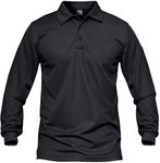 MAGCOMSEN Tactical Shirts for Men Military Outdoor Quick Dry Long Sleeve Shirt Mens Breathable Sports Polo T-Shirt Sun Protection Golf Polo Shirts for Men Airsoft Tee Shirt Black