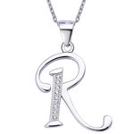 VIKI LYNN Letter R Initial Pendant 925 Sterling Silver with Cubic Zirconia Alphabet Personalised Gifts for Women