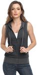 MISS MOLY Women's Sleeveless Hoodies Sweatshirt Basic Solid Zip Up Vest Hoodie (Dark Grey, X-Small)