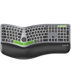 ProtoArc Backlit Wireless Ergonomic Keyboard, EK01 Plus Full Size Ergo Split Keyboard with Wrist Rest, Bluetooth and USB, Natural Typing Compatible with Windows/Mac/Android-Green Connect Button