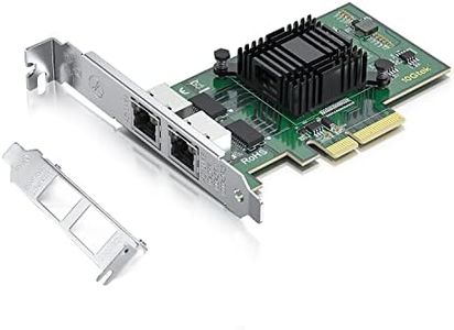 H!Fiber Gigabit 2 Port NIC with Intel I350 Chip, 1Gb Network Card Compare to Intel I350-T2 NIC, Dual RJ45 Ports, PCI Express 2.1 X4, Ethernet Card with Low Profile for Windows/Windows Server/Linux
