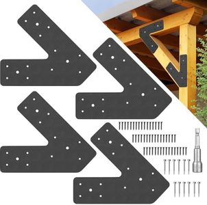 Mdkave V Brackets Heavy Duty,Made of Heavy Duty Metal with a Polished Finish for Repairing Wooden Houses, Furniture, Pergolas, Truss Frames with L Brackets for Wood (V Shape)