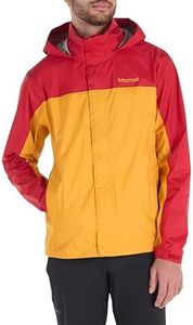 MARMOT Men's Precip Eco Lightweight & Waterproof Rain Jacket, Team Red/Golden Sun - Latest Collection, Medium