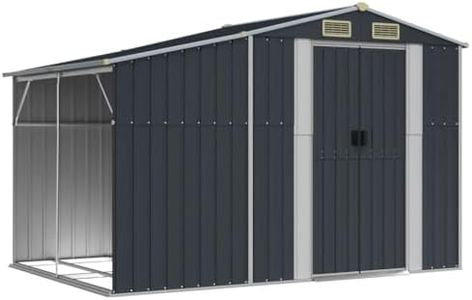 vidaXL Galvanised Steel Garden Shed with Sloping Roof, Outdoor Storage for Garden Tools, Equipment, Furniture, and Firewood - Anthracite